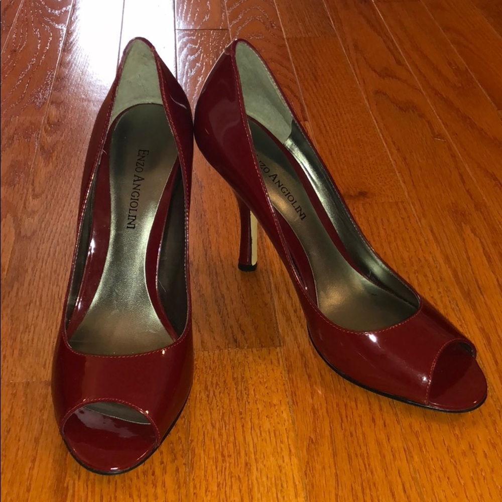 Gently used Enzo Angiolini Red Peep Toe Pumps